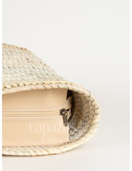 Capazo con asa de cruzar en piel + solapa