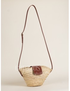 Capazo con asa de cruzar en piel + solapa