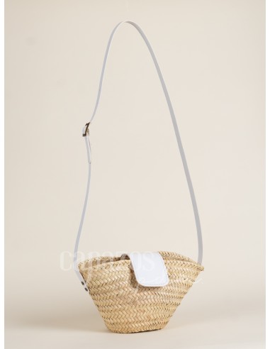 Capazo con asa de cruzar en piel + solapa