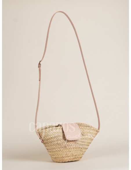 Capazo con asa de cruzar en piel + solapa