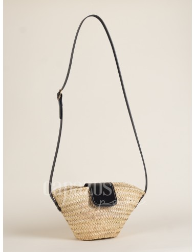 Capazo con asa de cruzar en piel + solapa