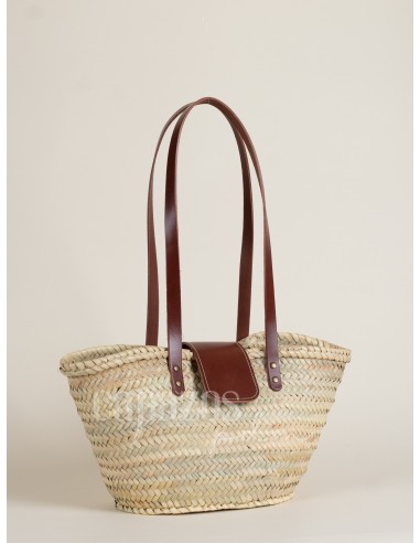 Capazo con asas de hombro en piel + solapa