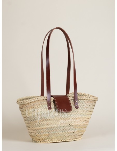 Capazo con asas de hombro en piel + solapa