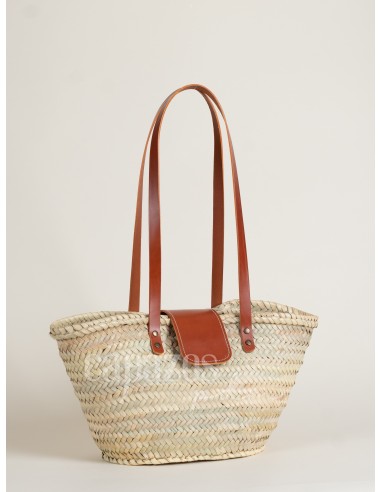 Capazo con asas de hombro en piel + solapa