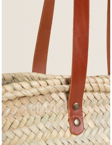 Capazo con asas de hombro en piel + solapa