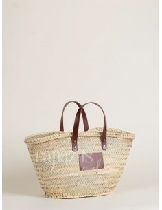 Capazo con asas de mano en piel + chapón pequeño