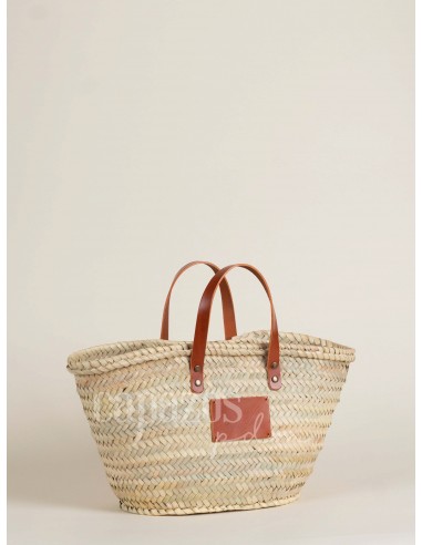 Capazo con asas de mano en piel + chapón pequeño