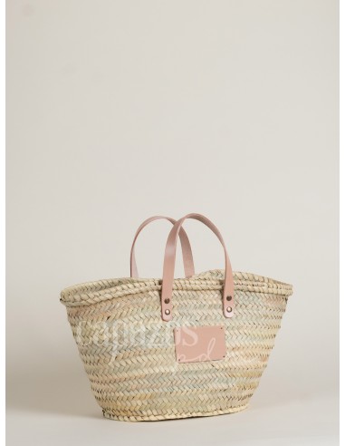 Capazo con asas de mano en piel + chapón pequeño