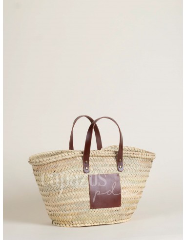 Capazo con asas de mano en piel + chapón mediano