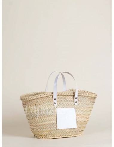 Capazo con asas de mano en piel + chapón mediano