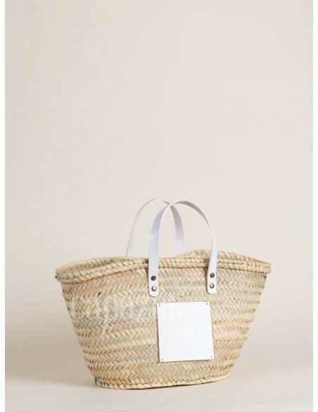 Capazo con asas de mano en piel + chapón mediano