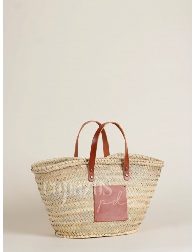 Capazo con asas de mano en piel + chapón mediano