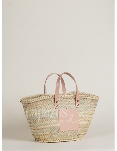 Capazo con asas de mano en piel + chapón mediano