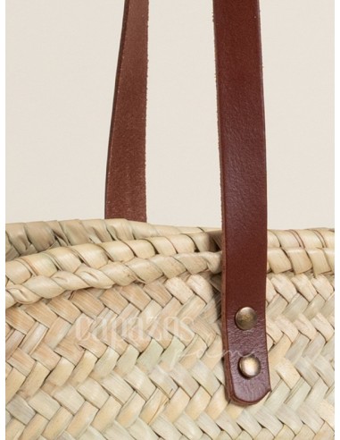 Capazo con asas de mano en piel + chapón mediano