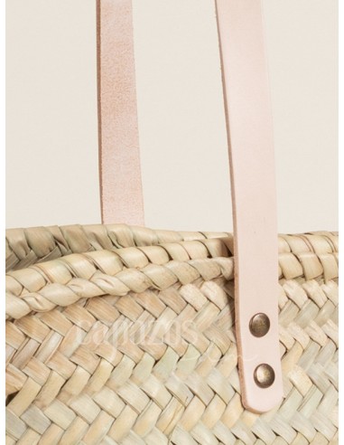 Capazo con asas de mano en piel + chapón mediano