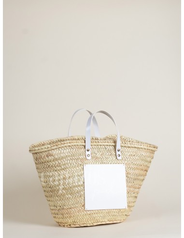 Capazo con asas de mano en piel + chapón grande