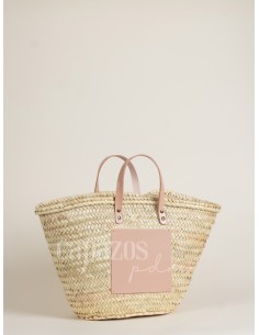 Capazo con asas de mano en piel + chapón grande 2