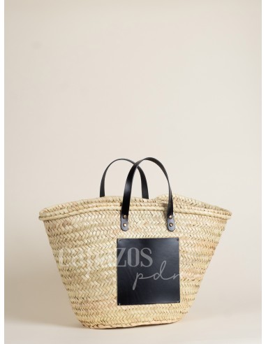 Capazo con asas de mano en piel + chapón grande