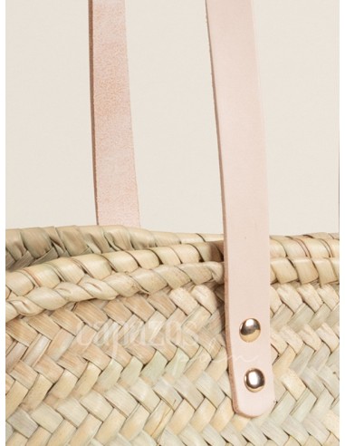 Capazo con asas de hombro en piel + chapón pequeño