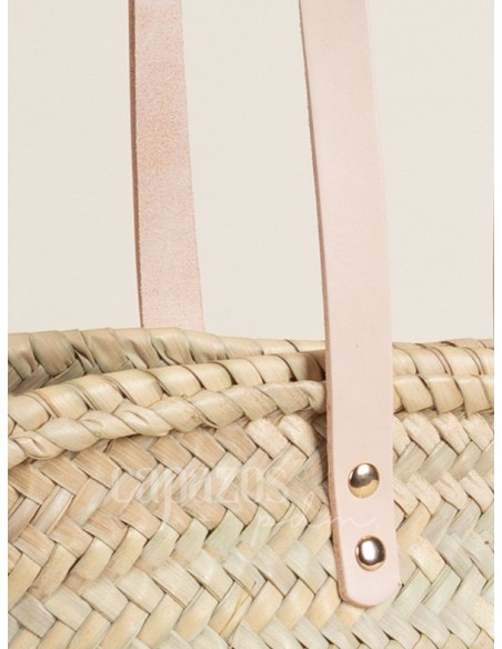 Capazo con asas de hombro en piel + chapón pequeño