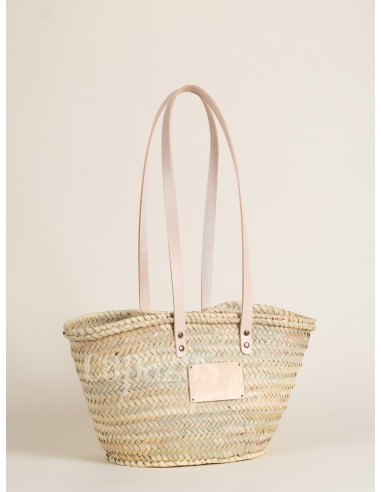 Capazo con asas de hombro en piel + chapón pequeño