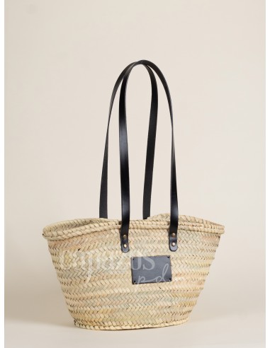 Capazo con asas de hombro en piel + chapón pequeño