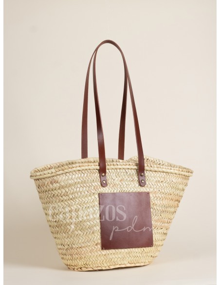 Capazo con asas de hombro en piel + chapón grande