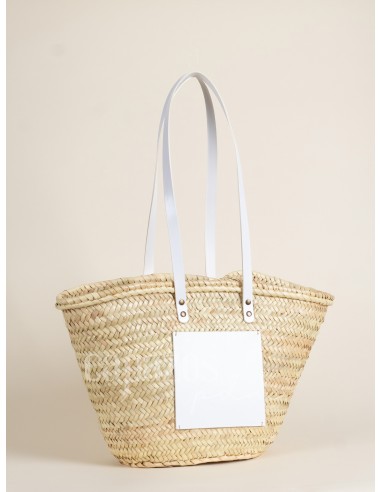 Capazo con asas de hombro en piel + chapón grande