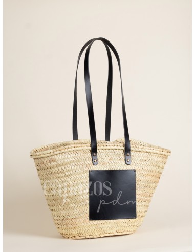 Capazo con asas de hombro en piel + chapón grande