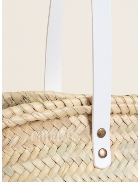 Capazo con asas de hombro en piel + chapón mediano