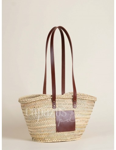 Capazo con asas de hombro en piel + chapón mediano