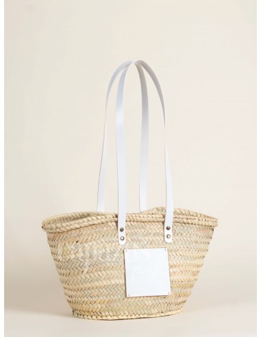 Capazo con asas de hombro en piel + chapón mediano