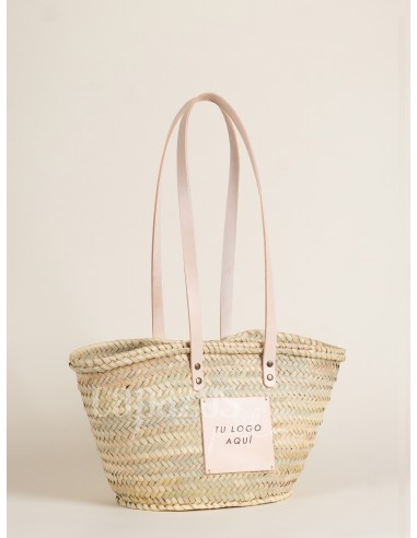 Capazo con asas de hombro en piel + chapón mediano