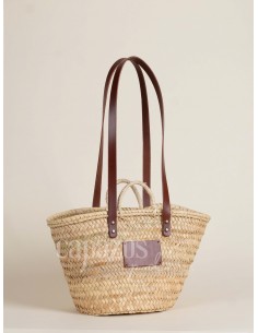 Capazo con asas de pita y hombro en piel + chapón pequeño