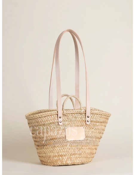 Capazo con asas de pita y hombro en piel + chapón pequeño