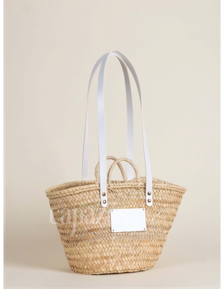 Capazo con asas de pita y hombro en piel + chapón pequeño