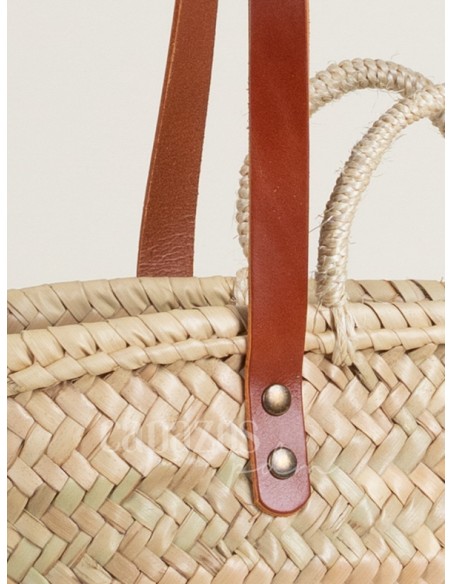 Capazo con asas de pita y hombro en piel + chapón pequeño