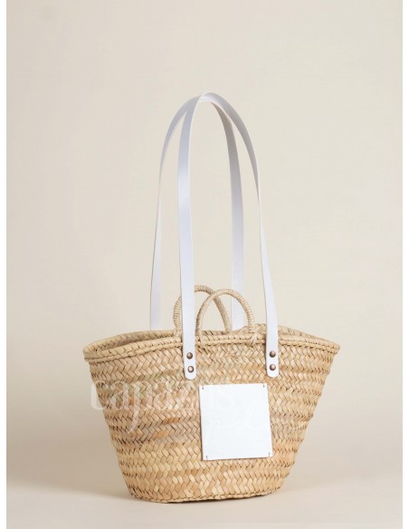 Capazo con asas de pita y hombro en piel + chapón mediano