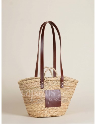 Capazo con asas de pita y hombro en piel +...