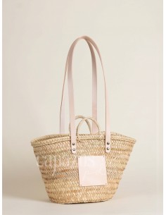 Capazo con asas de pita y hombro en piel + chapón mediano 2