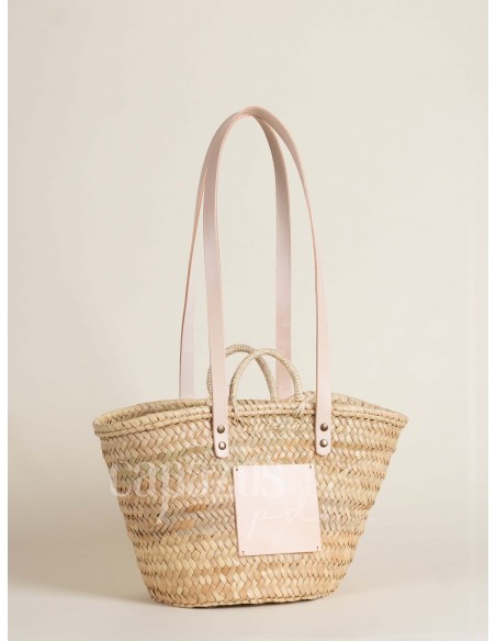 Capazo con asas de pita y hombro en piel + chapón mediano