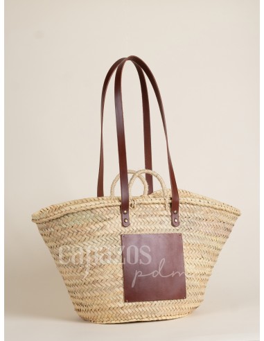 Capazo con asas de pita y hombro en piel +...