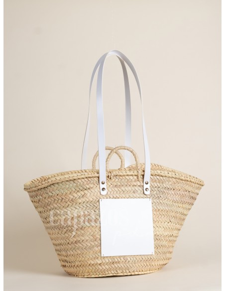 Capazo con asas de pita y hombro en piel + chapón grande