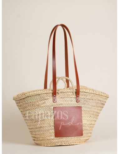 Capazo con asas de pita y hombro en piel +...