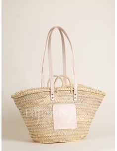 Capazo con asas de pita y hombro en piel + chapón grande 2