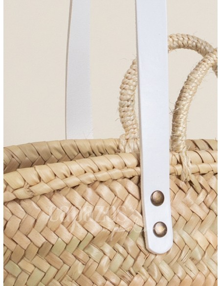 Capazo con asas de pita y hombro en piel + chapón grande