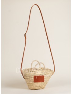 Capazo con asa de pita y de cruzar en piel + chapón pequeño