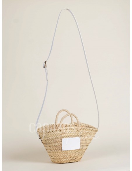 Capazo con asa de pita y de cruzar en piel + chapón pequeño