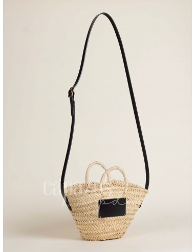 Capazo con asa de pita y de cruzar en piel +...