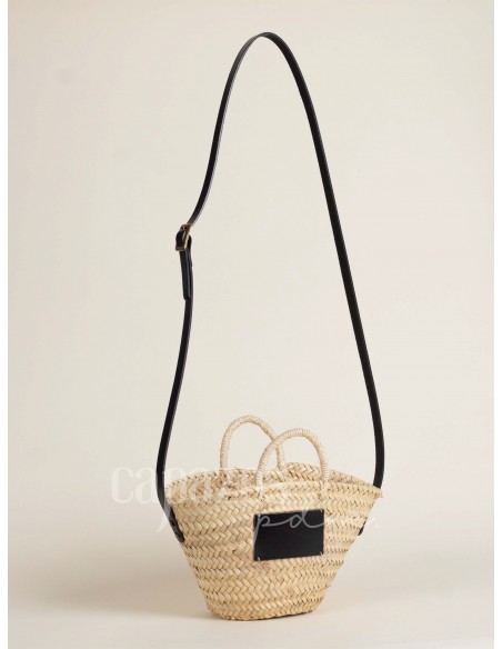 Capazo con asa de pita y de cruzar en piel + chapón pequeño